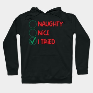 Naughty? Nice? I Tried. - Funny Christmas Holiday Hoodie